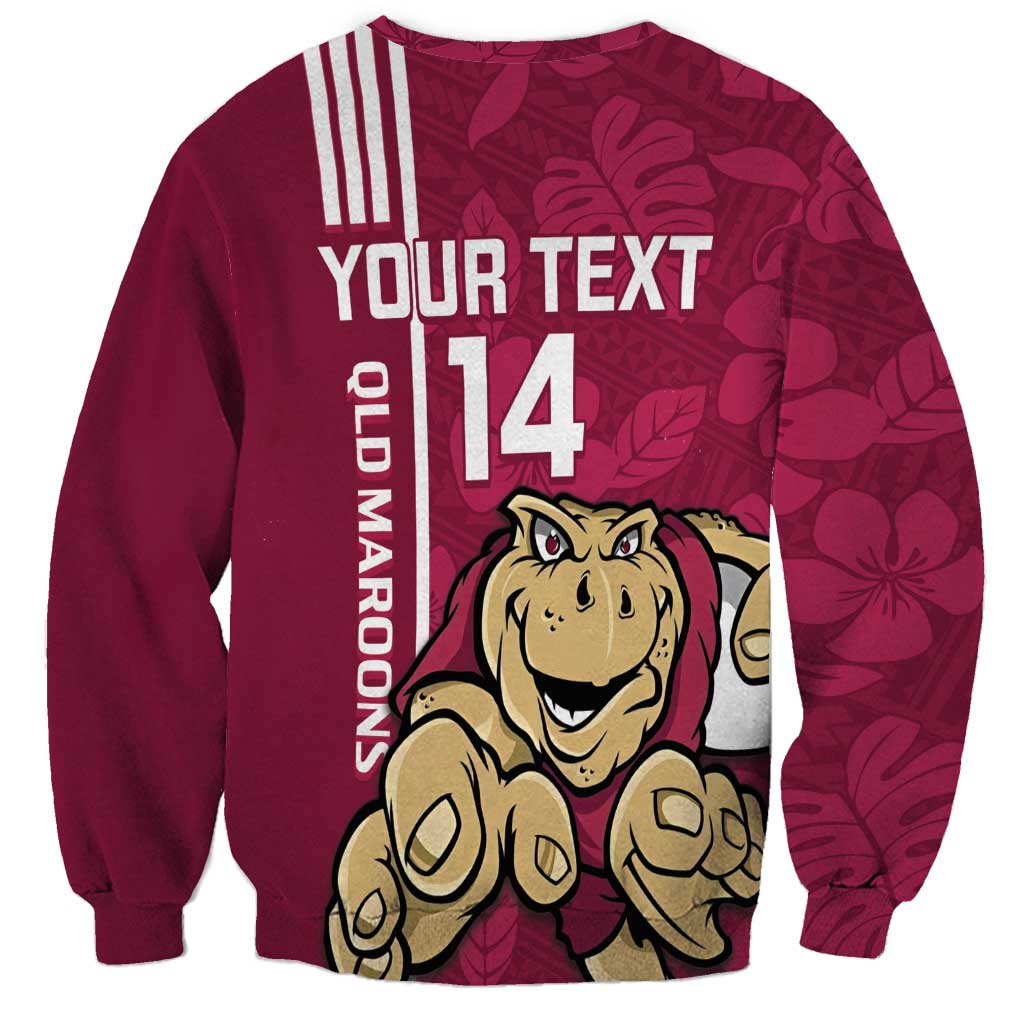Custom QLD Maroons Rugby Sweatshirt Cane Toads Polynesian Pattern Tropical Vibes