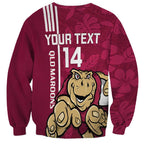 Custom QLD Maroons Rugby Sweatshirt Cane Toads Polynesian Pattern Tropical Vibes