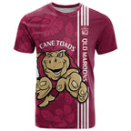 Custom QLD Maroons Rugby T Shirt Cane Toads Polynesian Pattern Tropical Vibes
