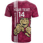 Custom QLD Maroons Rugby T Shirt Cane Toads Polynesian Pattern Tropical Vibes