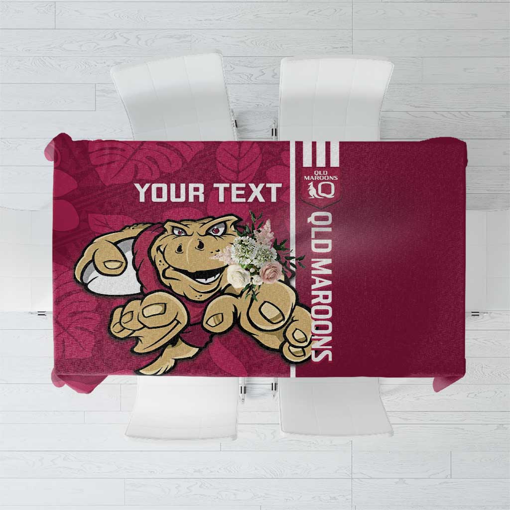 Custom QLD Maroons Rugby Tablecloth Cane Toads Polynesian Pattern Tropical Vibes