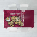 Custom QLD Maroons Rugby Tablecloth Cane Toads Polynesian Pattern Tropical Vibes
