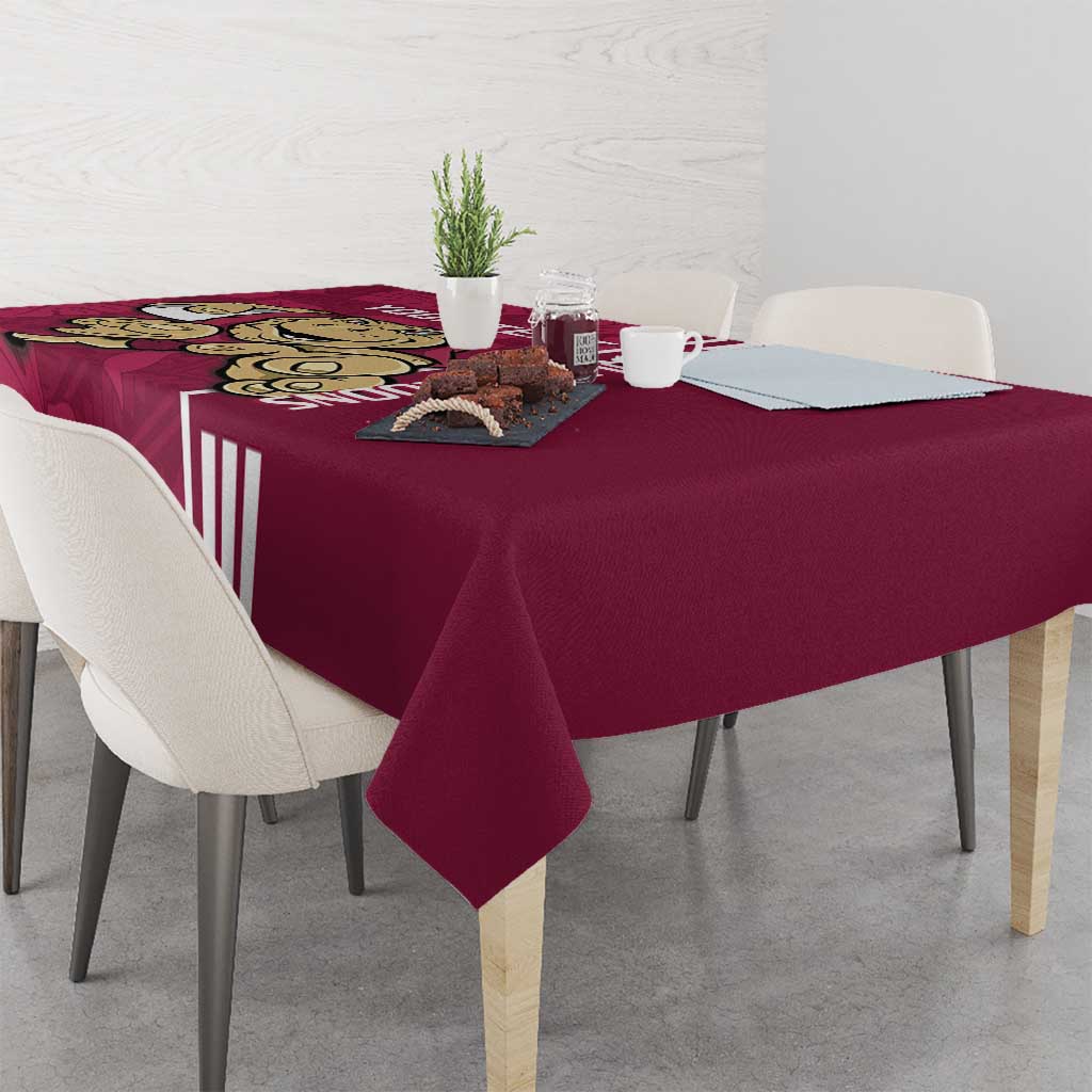 Custom QLD Maroons Rugby Tablecloth Cane Toads Polynesian Pattern Tropical Vibes