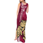Custom QLD Maroons Rugby Tank Maxi Dress Cane Toads Polynesian Pattern Tropical Vibes