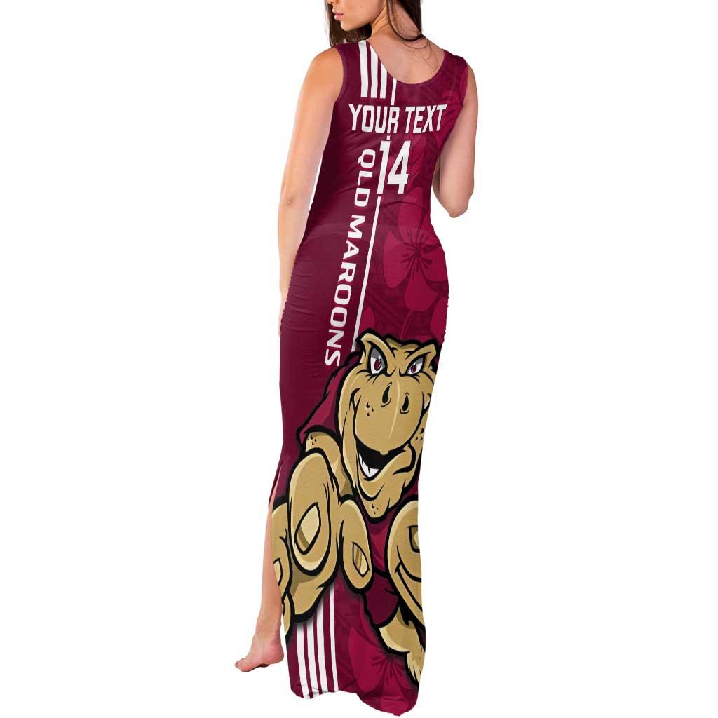 Custom QLD Maroons Rugby Tank Maxi Dress Cane Toads Polynesian Pattern Tropical Vibes
