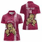 Custom QLD Maroons Rugby Women Polo Shirt Cane Toads Polynesian Pattern Tropical Vibes