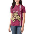 Custom QLD Maroons Rugby Women Polo Shirt Cane Toads Polynesian Pattern Tropical Vibes