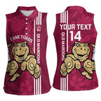 Custom QLD Maroons Rugby Women Sleeveless Polo Shirt Cane Toads Polynesian Pattern Tropical Vibes