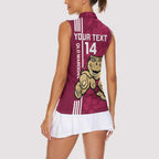 Custom QLD Maroons Rugby Women Sleeveless Polo Shirt Cane Toads Polynesian Pattern Tropical Vibes