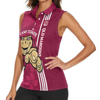 Custom QLD Maroons Rugby Women Sleeveless Polo Shirt Cane Toads Polynesian Pattern Tropical Vibes