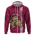 Custom QLD Maroons Rugby Zip Hoodie Cane Toads Polynesian Pattern Tropical Vibes