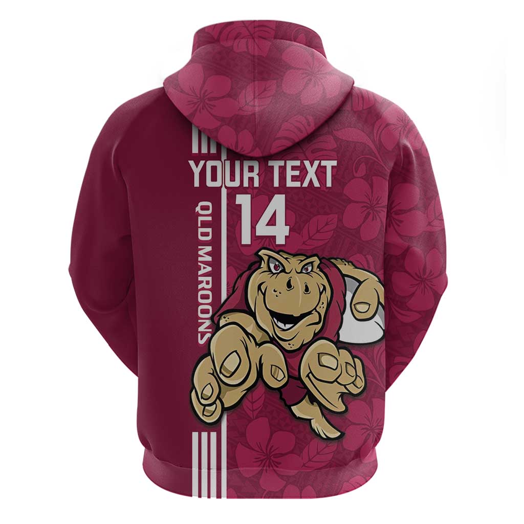 Custom QLD Maroons Rugby Zip Hoodie Cane Toads Polynesian Pattern Tropical Vibes