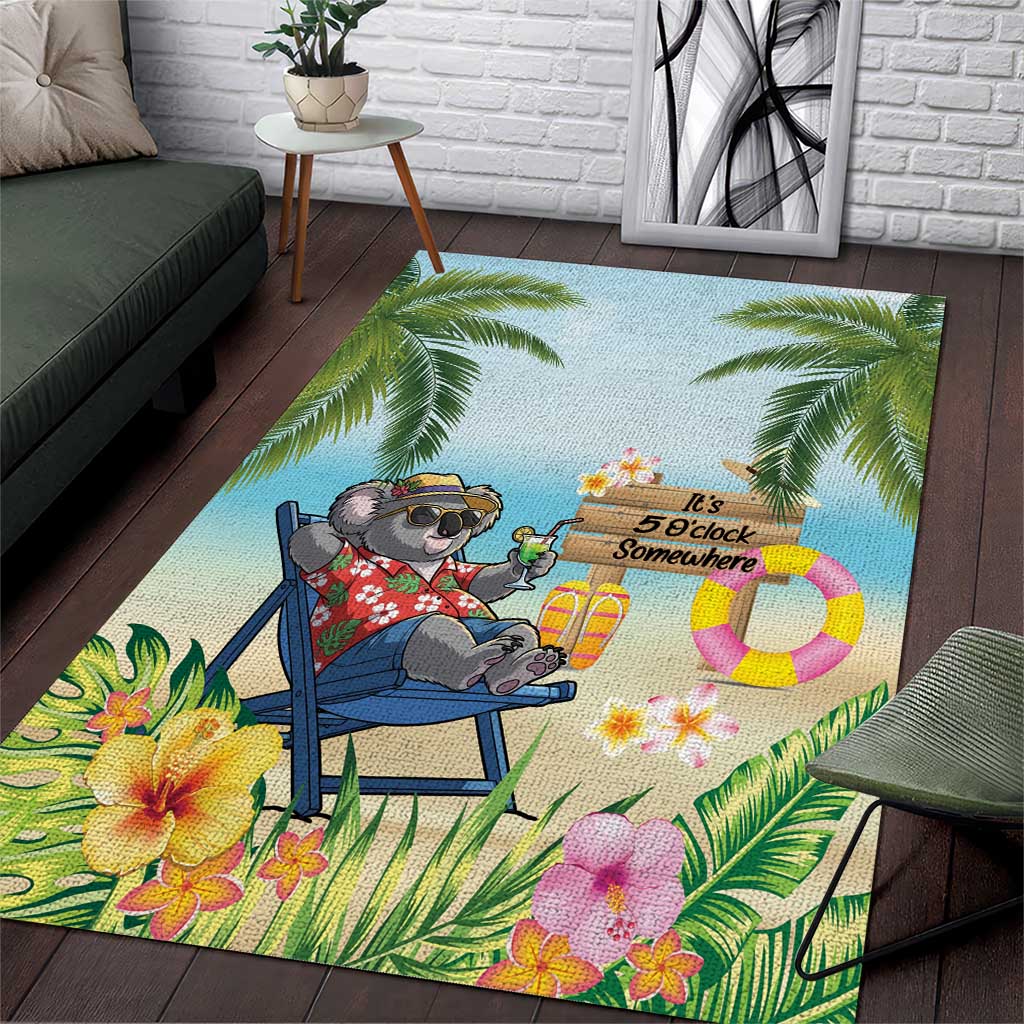 Chilling Koala Australia Area Rug It's 5 O’Clock Somewhere Tropical Vibes - Aussie Hoodie