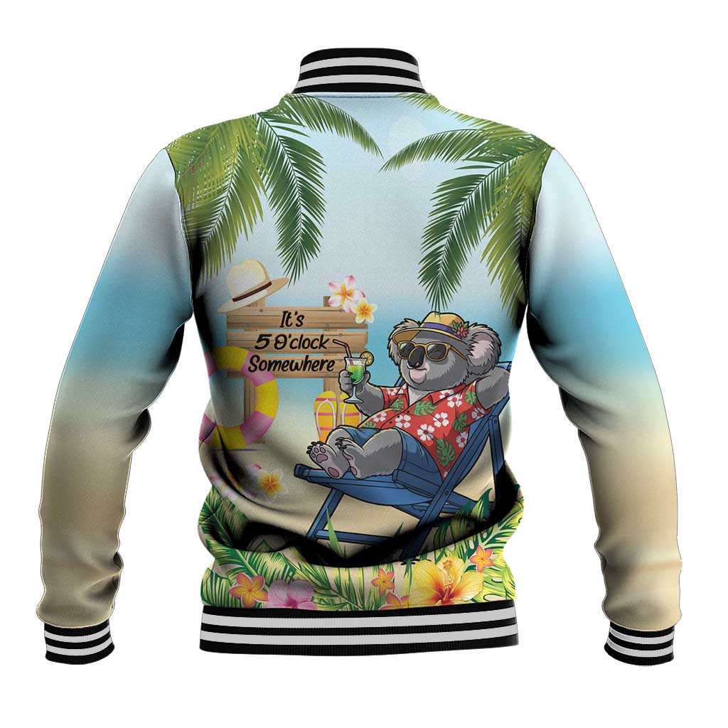 Chilling Koala Australia Baseball Jacket It's 5 OClock Somewhere Tropical Vibes LT14