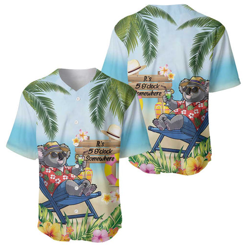 Chilling Koala Australia Baseball Jersey It's 5 O’Clock Somewhere Tropical Vibes - Aussie Hoodie