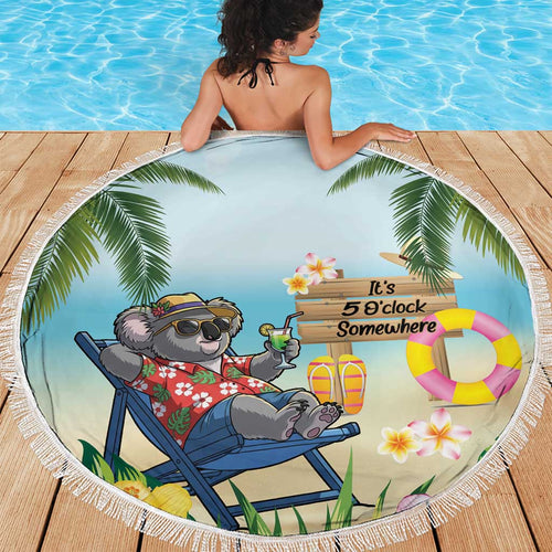 Chilling Koala Australia Beach Blanket It's 5 O’Clock Somewhere Tropical Vibes - Aussie Hoodie