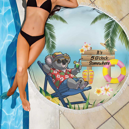 Chilling Koala Australia Beach Blanket It's 5 O’Clock Somewhere Tropical Vibes - Aussie Hoodie