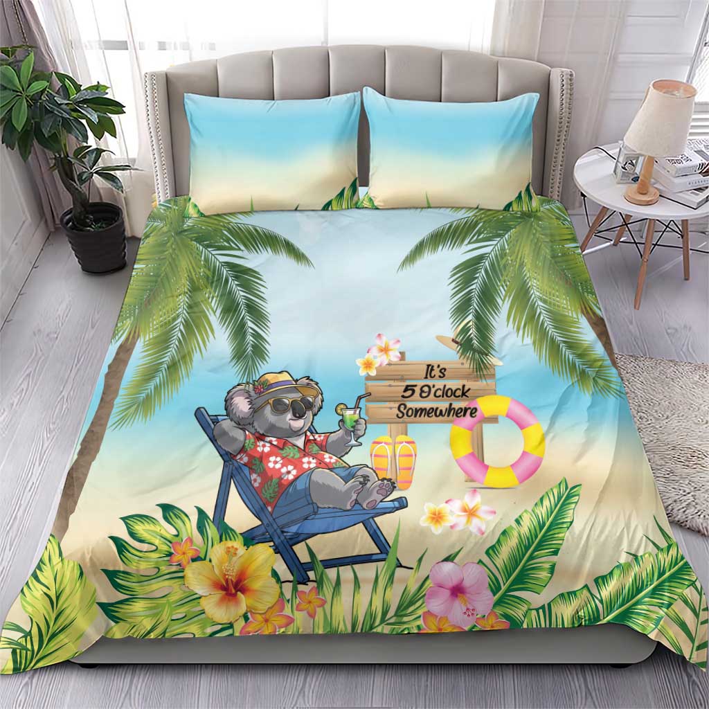Chilling Koala Australia Bedding Set It's 5 O’Clock Somewhere Tropical Vibes - Aussie Hoodie