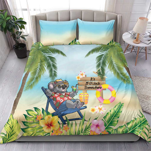 Chilling Koala Australia Bedding Set It's 5 O’Clock Somewhere Tropical Vibes - Aussie Hoodie