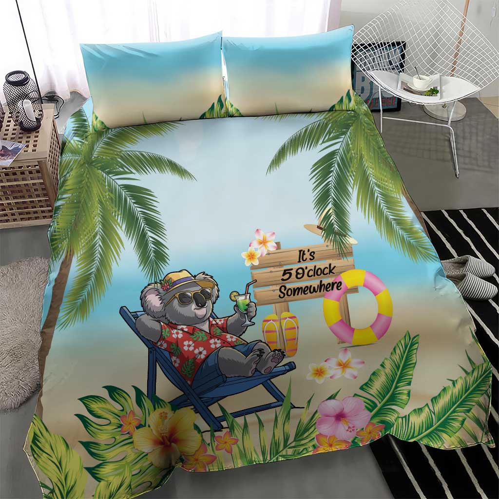 Chilling Koala Australia Bedding Set It's 5 O’Clock Somewhere Tropical Vibes - Aussie Hoodie