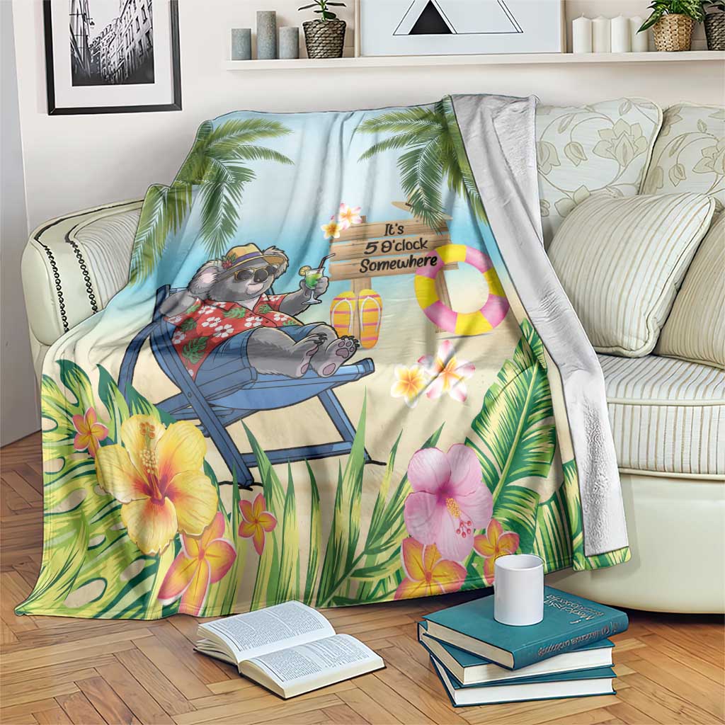 Chilling Koala Australia Blanket It's 5 O’Clock Somewhere Tropical Vibes - Aussie Hoodie