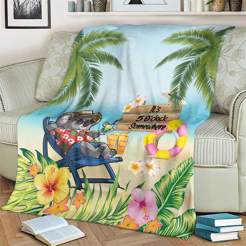 Chilling Koala Australia Blanket It's 5 O’Clock Somewhere Tropical Vibes - Aussie Hoodie