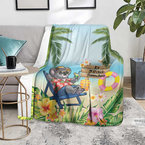 Chilling Koala Australia Blanket It's 5 O’Clock Somewhere Tropical Vibes - Aussie Hoodie