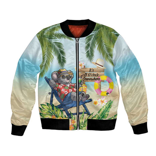 Chilling Koala Australia Bomber Jacket It's 5 O’Clock Somewhere Tropical Vibes - Aussie Hoodie