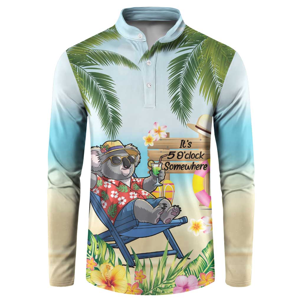 Chilling Koala Australia Button Sweatshirt It's 5 O’Clock Somewhere Tropical Vibes - Aussie Hoodie