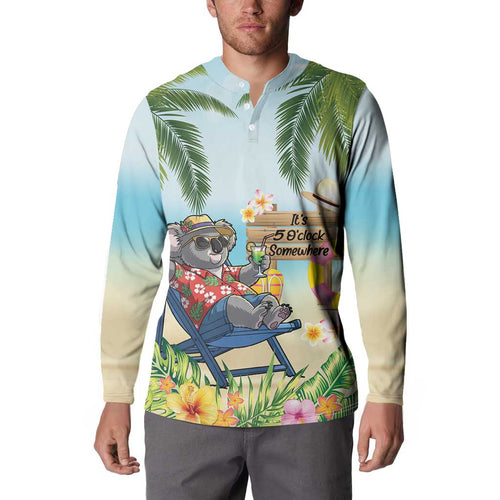 Chilling Koala Australia Button Sweatshirt It's 5 O’Clock Somewhere Tropical Vibes - Aussie Hoodie