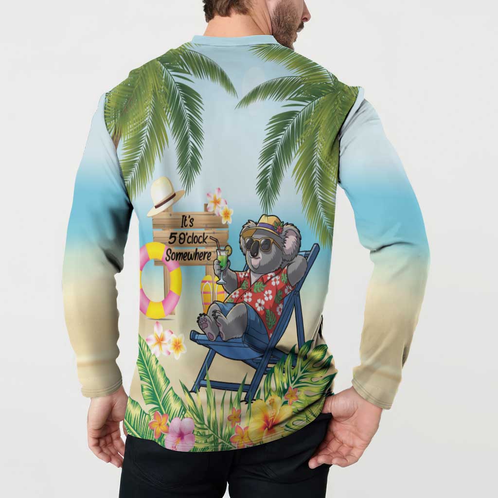 Chilling Koala Australia Button Sweatshirt It's 5 O’Clock Somewhere Tropical Vibes - Aussie Hoodie