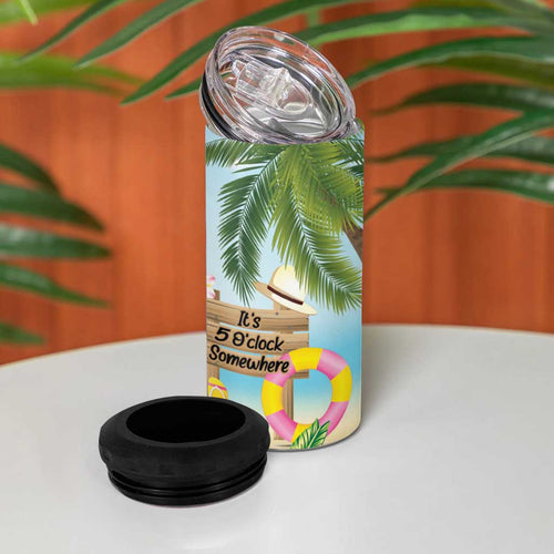 Chilling Koala Australia 4 in 1 Can Cooler Tumbler It's 5 O’Clock Somewhere Tropical Vibes - Aussie Hoodie