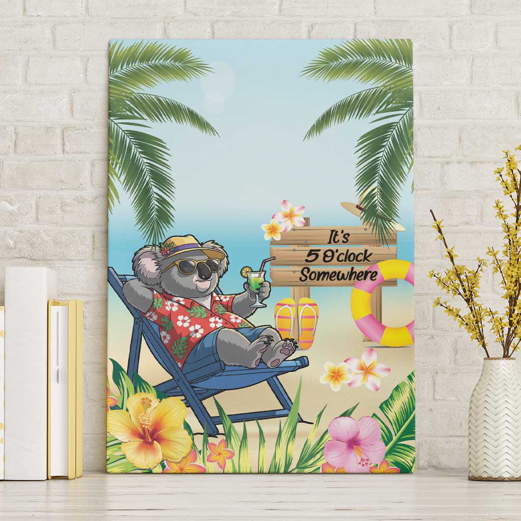 Chilling Koala Australia Canvas Wall Art It's 5 O’Clock Somewhere Tropical Vibes - Aussie Hoodie