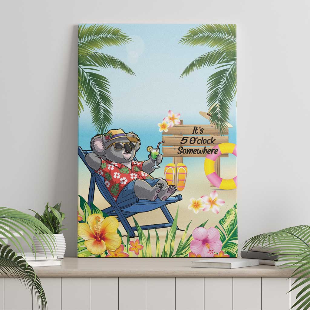 Chilling Koala Australia Canvas Wall Art It's 5 O’Clock Somewhere Tropical Vibes - Aussie Hoodie