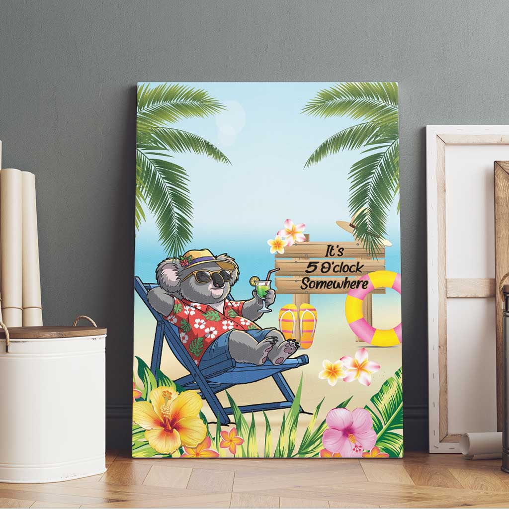 Chilling Koala Australia Canvas Wall Art It's 5 O’Clock Somewhere Tropical Vibes - Aussie Hoodie