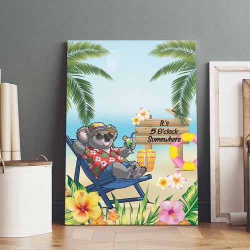 Chilling Koala Australia Canvas Wall Art It's 5 O’Clock Somewhere Tropical Vibes - Aussie Hoodie