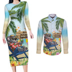 Chilling Koala Australia Couples Matching Long Sleeve Bodycon Dress and Long Sleeve Button Shirt It's 5 O’Clock Somewhere Tropical Vibes - Aussie Hoodie
