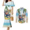 Chilling Koala Australia Couples Matching Mermaid Dress and Long Sleeve Button Shirt It's 5 O’Clock Somewhere Tropical Vibes - Aussie Hoodie
