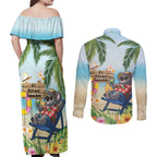 Chilling Koala Australia Couples Matching Off Shoulder Maxi Dress and Long Sleeve Button Shirt It's 5 O’Clock Somewhere Tropical Vibes - Aussie Hoodie