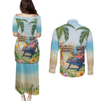 Chilling Koala Australia Couples Matching Puletasi and Long Sleeve Button Shirt It's 5 O’Clock Somewhere Tropical Vibes - Aussie Hoodie