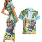 Chilling Koala Australia Couples Matching Short Sleeve Bodycon Dress and Hawaiian Shirt It's 5 O’Clock Somewhere Tropical Vibes - Aussie Hoodie