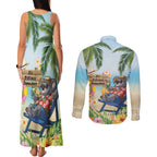 Chilling Koala Australia Couples Matching Tank Maxi Dress and Long Sleeve Button Shirt It's 5 O’Clock Somewhere Tropical Vibes - Aussie Hoodie