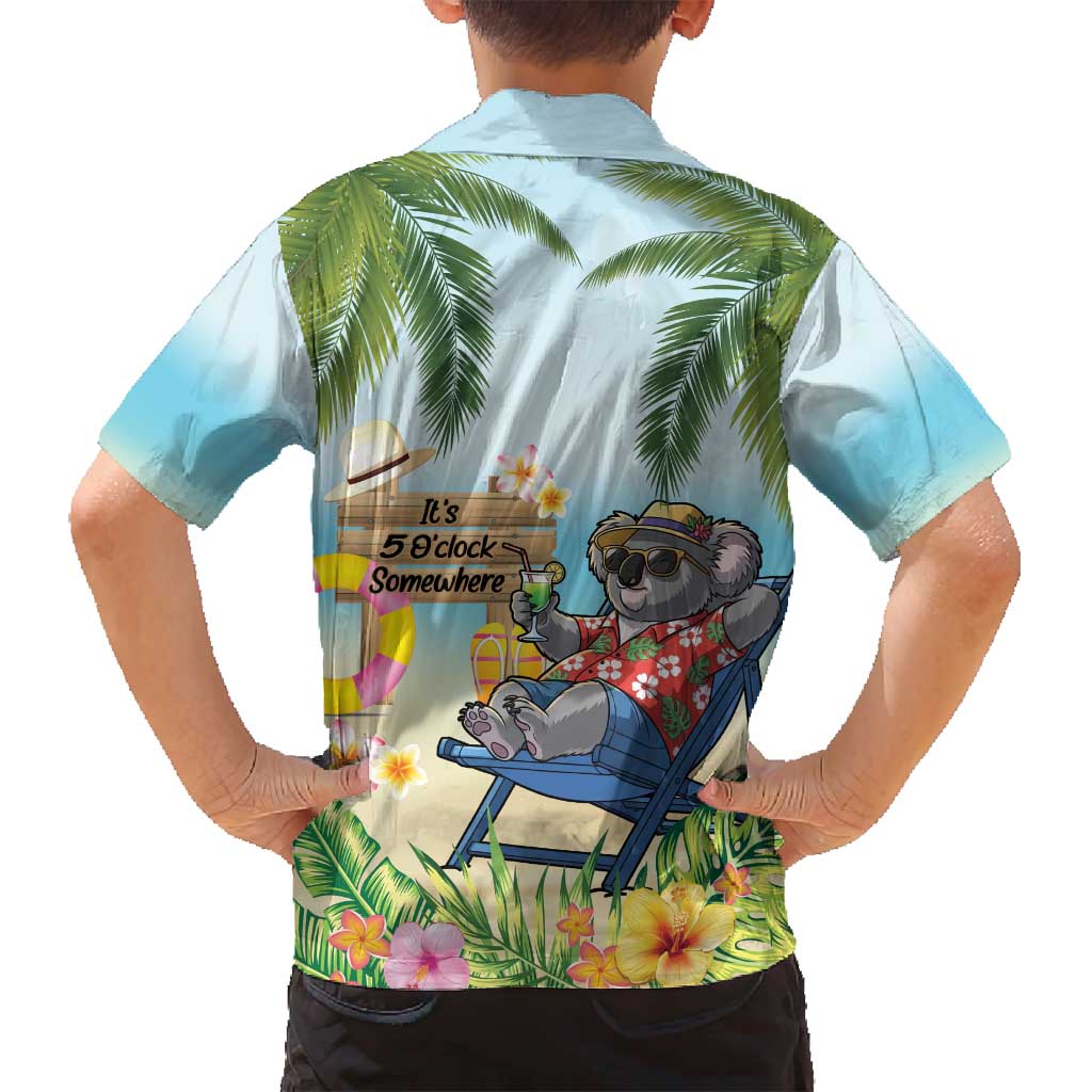 Chilling Koala Australia Family Matching Long Sleeve Bodycon Dress and Hawaiian Shirt It's 5 O’Clock Somewhere Tropical Vibes - Aussie Hoodie