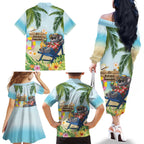 Chilling Koala Australia Family Matching Off The Shoulder Long Sleeve Dress and Hawaiian Shirt It's 5 O’Clock Somewhere Tropical Vibes - Aussie Hoodie