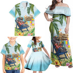 Chilling Koala Australia Family Matching Off Shoulder Maxi Dress and Hawaiian Shirt It's 5 O’Clock Somewhere Tropical Vibes - Aussie Hoodie