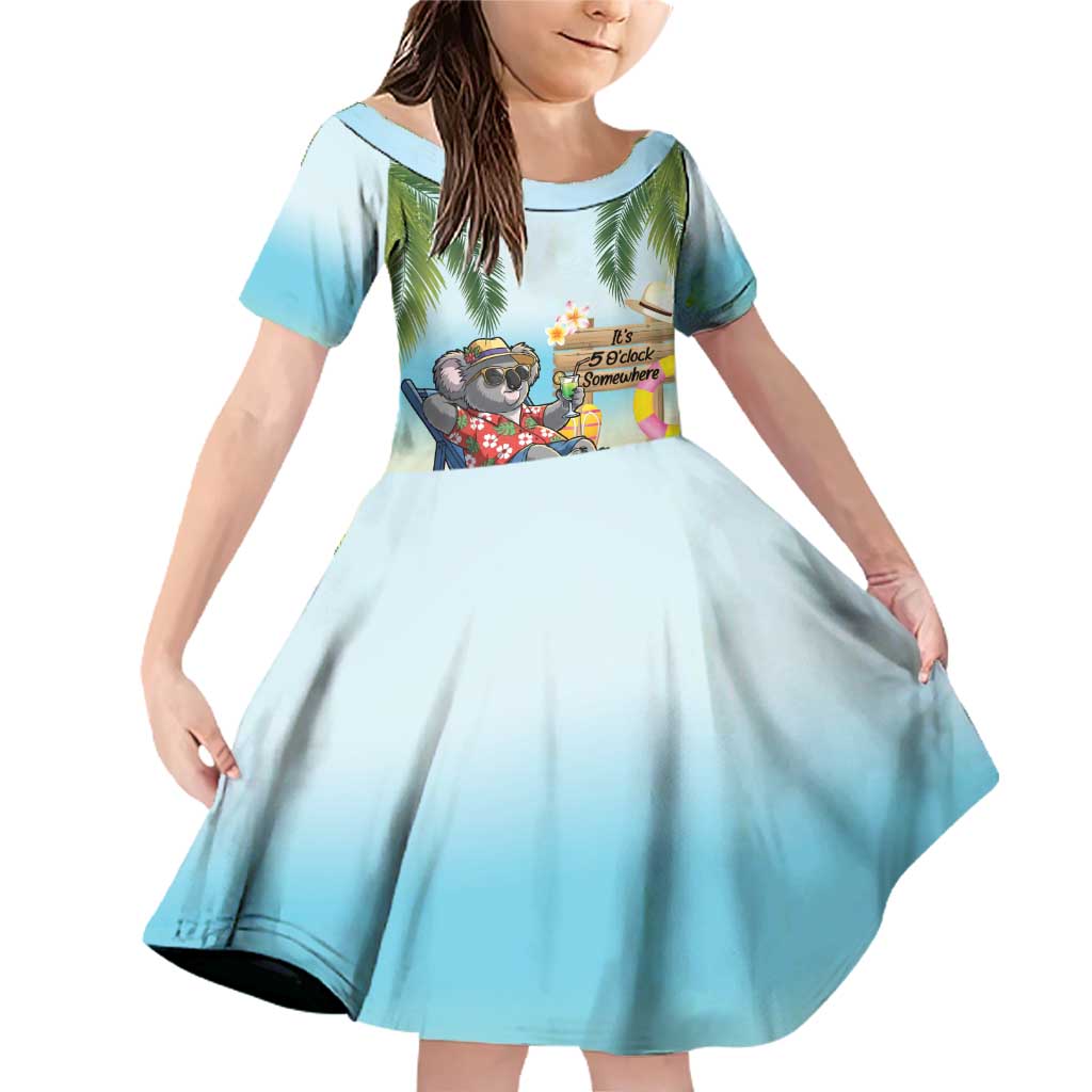 Chilling Koala Australia Family Matching Off Shoulder Short Dress and Hawaiian Shirt It's 5 O’Clock Somewhere Tropical Vibes - Aussie Hoodie