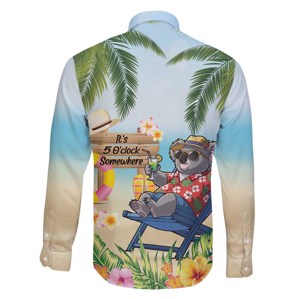 Chilling Koala Australia Family Matching Off Shoulder Short Dress and Hawaiian Shirt It's 5 O’Clock Somewhere Tropical Vibes - Aussie Hoodie