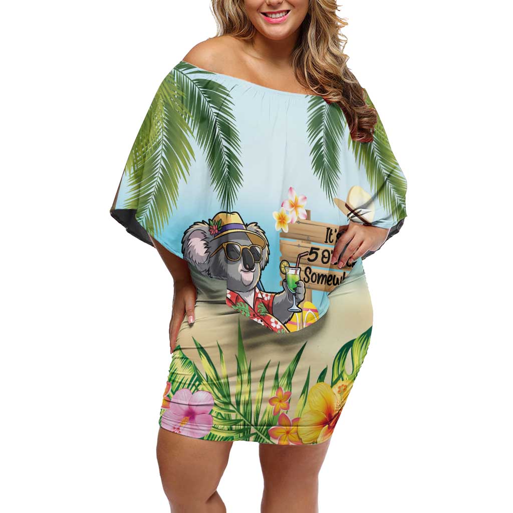 Chilling Koala Australia Family Matching Off Shoulder Short Dress and Hawaiian Shirt It's 5 O’Clock Somewhere Tropical Vibes - Aussie Hoodie