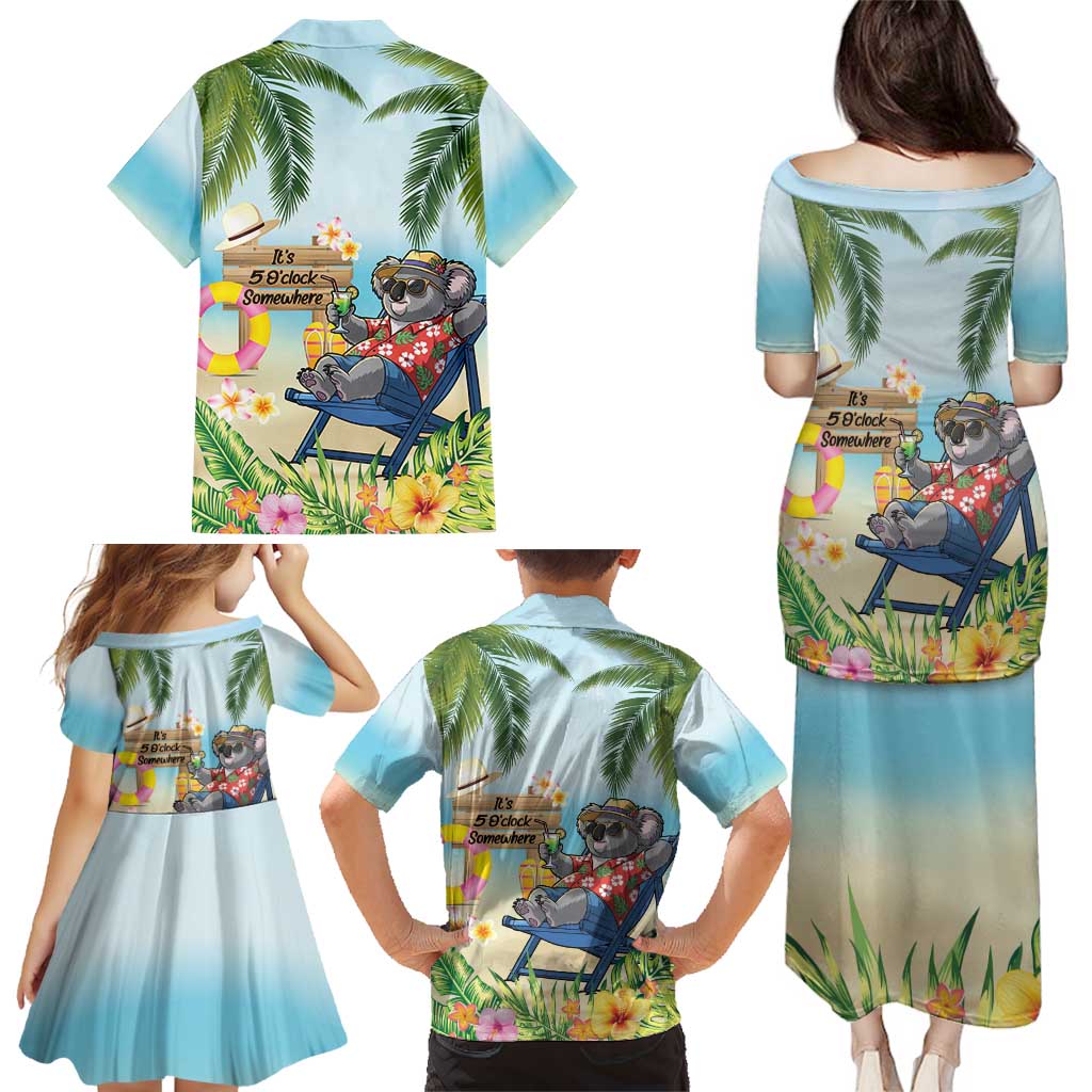 Chilling Koala Australia Family Matching Puletasi and Hawaiian Shirt It's 5 O’Clock Somewhere Tropical Vibes - Aussie Hoodie