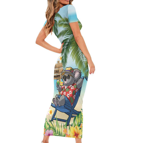 Chilling Koala Australia Family Matching Short Sleeve Bodycon Dress and Hawaiian Shirt It's 5 O’Clock Somewhere Tropical Vibes - Aussie Hoodie